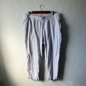 Old Navy High Rise Straight XL Comfort Waistband Striped Gray Pants Linen Blend